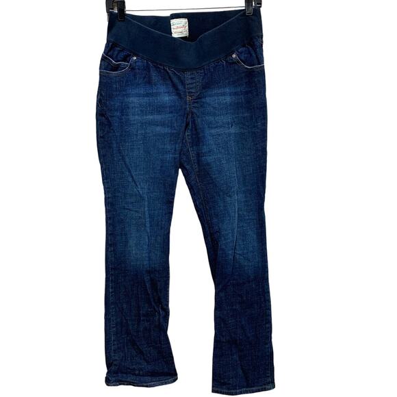 Old Navy Denim - Old Navy Maternity Low Rise Large Long Stretch Waistband Denim Dark Wash Jeans